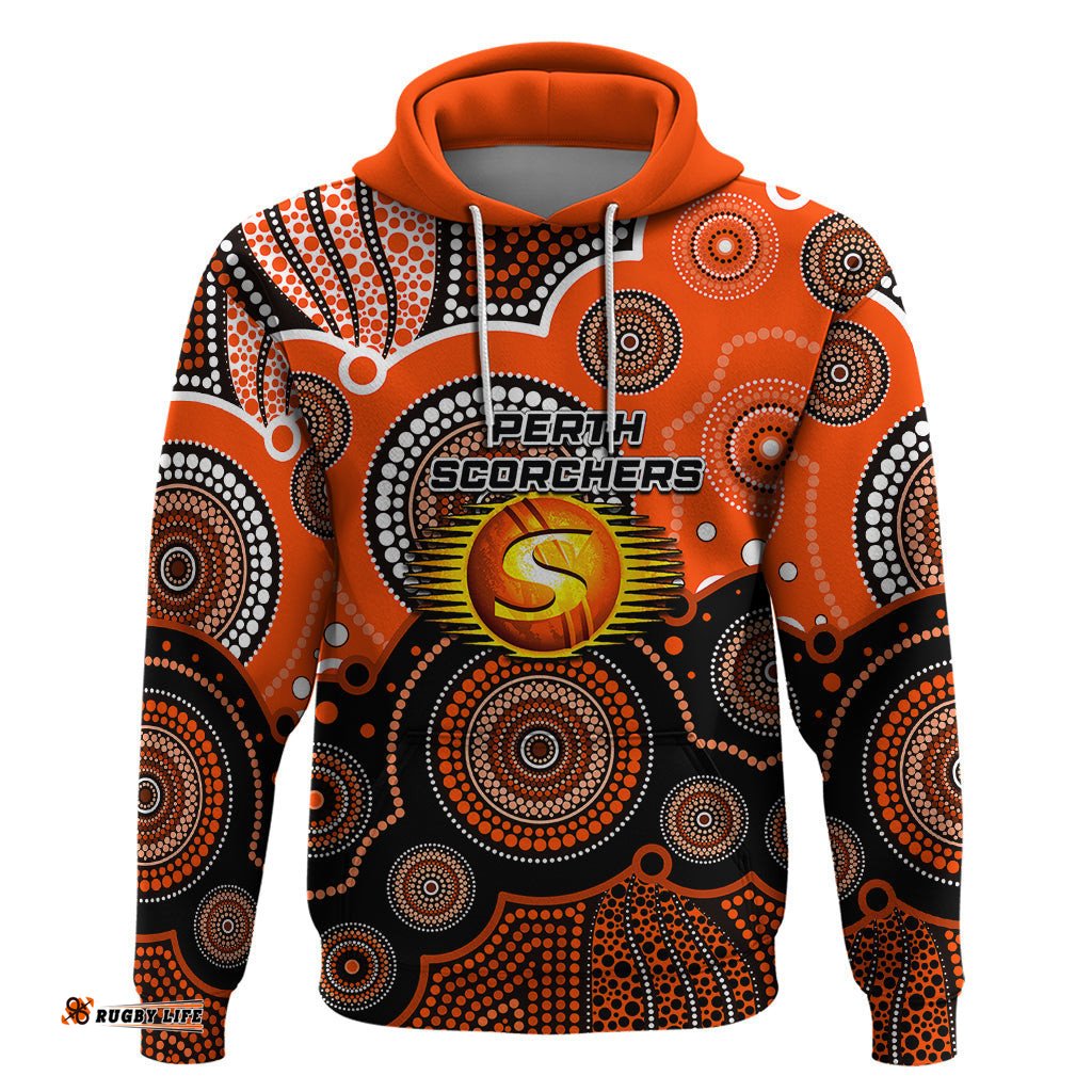 custom text and number perth scorchers bbl hoodie aboriginal patterns