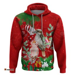 personalised kookaburra lover hoodie australia merry christmas aboriginal red style