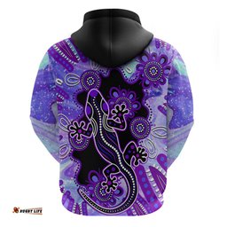 australia opal hoodie aussie lizard with aboriginal art purple