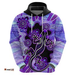 australia opal hoodie aussie lizard with aboriginal art purple