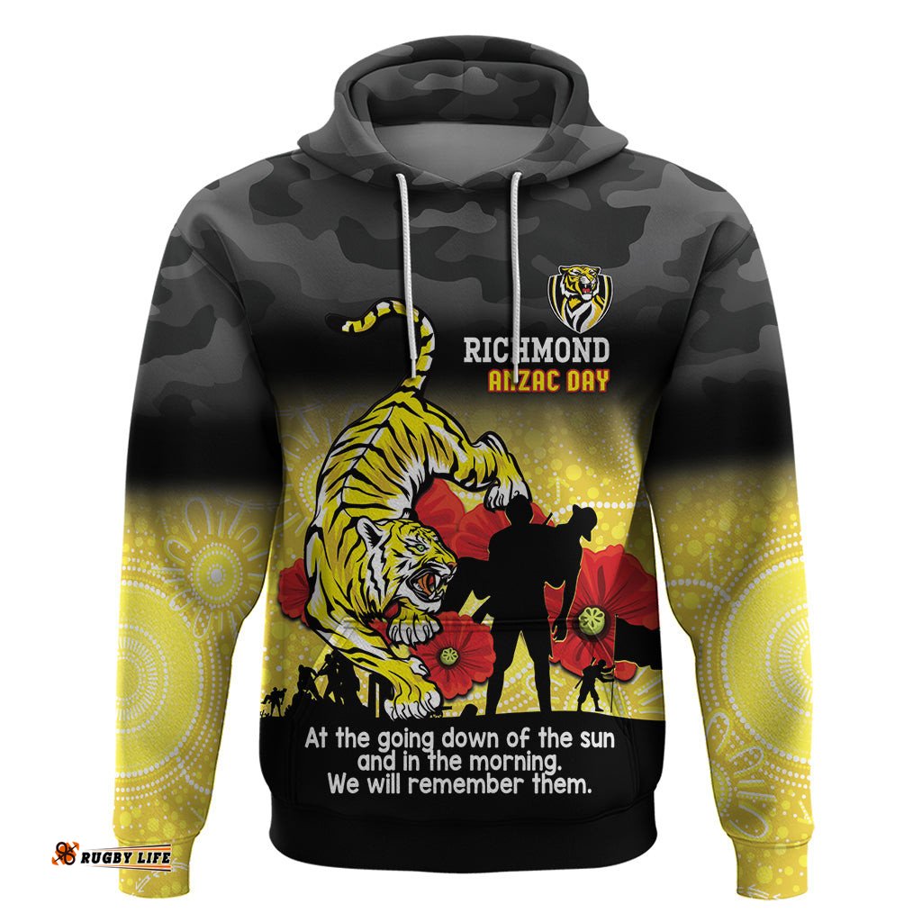 custom richmond football anzac hoodie gallipoli camouflage with poppies