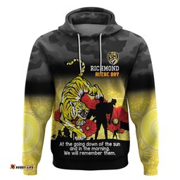custom richmond football anzac hoodie gallipoli camouflage with poppies