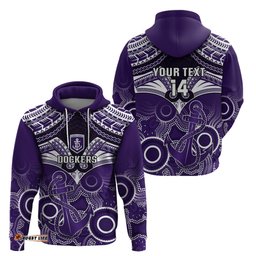 personalised dockers football hoodie fremantle aboriginal mix polynesian pattern