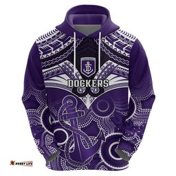 personalised dockers football hoodie fremantle aboriginal mix polynesian pattern