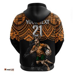 cusrom australia wallabies rugby hoodie hibiscus and turtle with polynesian pattern