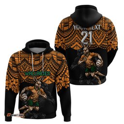 cusrom australia wallabies rugby hoodie hibiscus and turtle with polynesian pattern