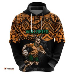 cusrom australia wallabies rugby hoodie hibiscus and turtle with polynesian pattern