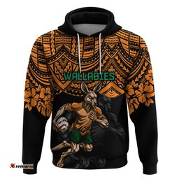 cusrom australia wallabies rugby hoodie hibiscus and turtle with polynesian pattern