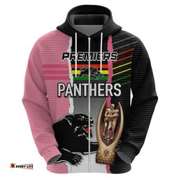 personalised panther rugby nrl premiers hoodie panther pride black & pink sporty vibe