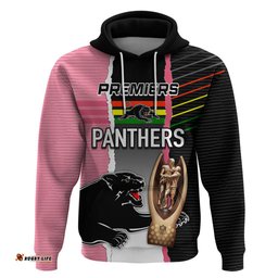 personalised panther rugby nrl premiers hoodie panther pride black & pink sporty vibe