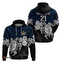 custom cowboys rugby hoodie hibiscus and turtle with polynesian pattern