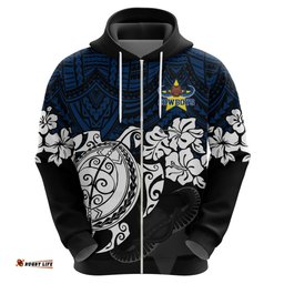 custom cowboys rugby hoodie hibiscus and turtle with polynesian pattern