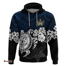 custom cowboys rugby hoodie hibiscus and turtle with polynesian pattern