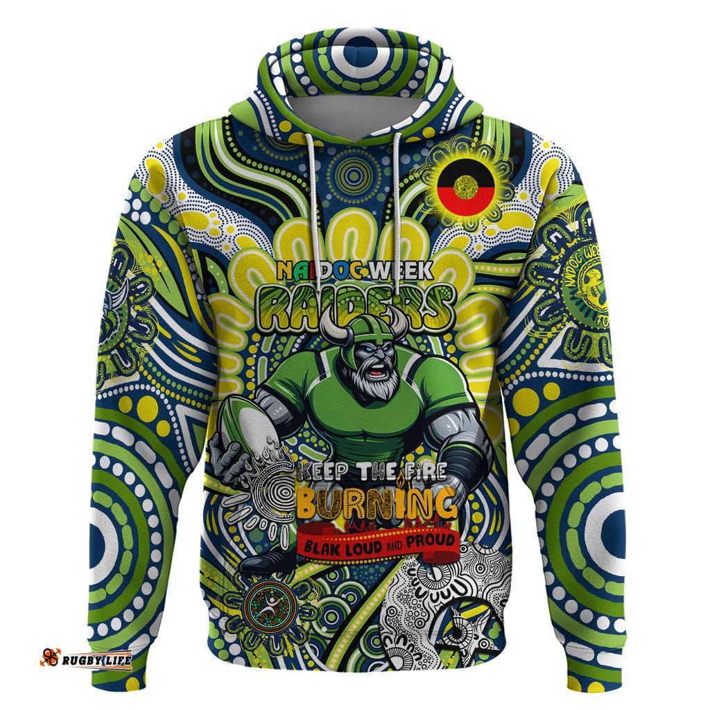 custom naidoc week 2024 raiders hoodie mascot rugby dt02