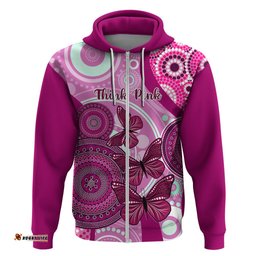 personalised australia breast cancer hoodie indigenous butterfly no one fights alone