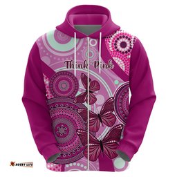 personalised australia breast cancer hoodie indigenous butterfly no one fights alone