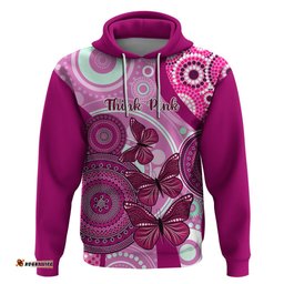 personalised australia breast cancer hoodie indigenous butterfly no one fights alone