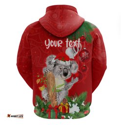 personalised koala lover hoodie australia koalaty merry christmas aboriginal