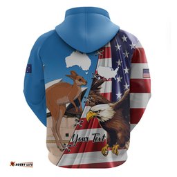 personalised united states and australia hoodie usa eagle with aussie kangaroo