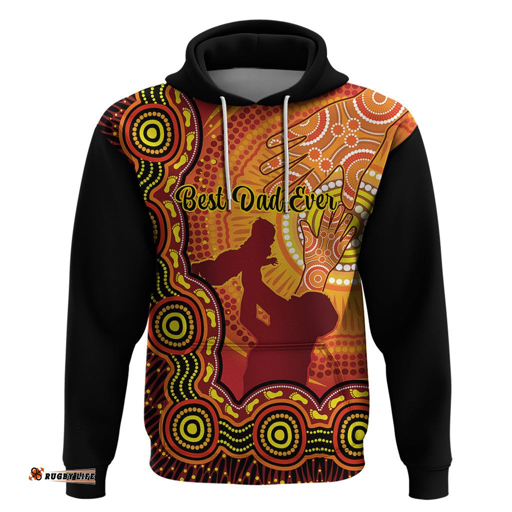 australia father day hoodie aussie best dad ever indigenous hand art