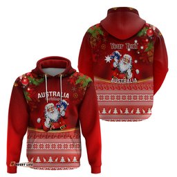 personalised australia christmas hoodie xmas in july happy santa claus with map red style