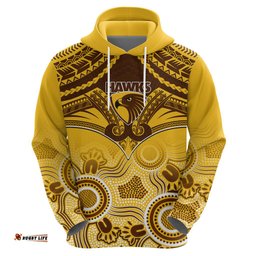 personalised hawthorn football hoodie hawks aboriginal mix polynesian pattern