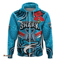 custom sharks rugby anzac hoodie gallipoli soldier with aboriginal art