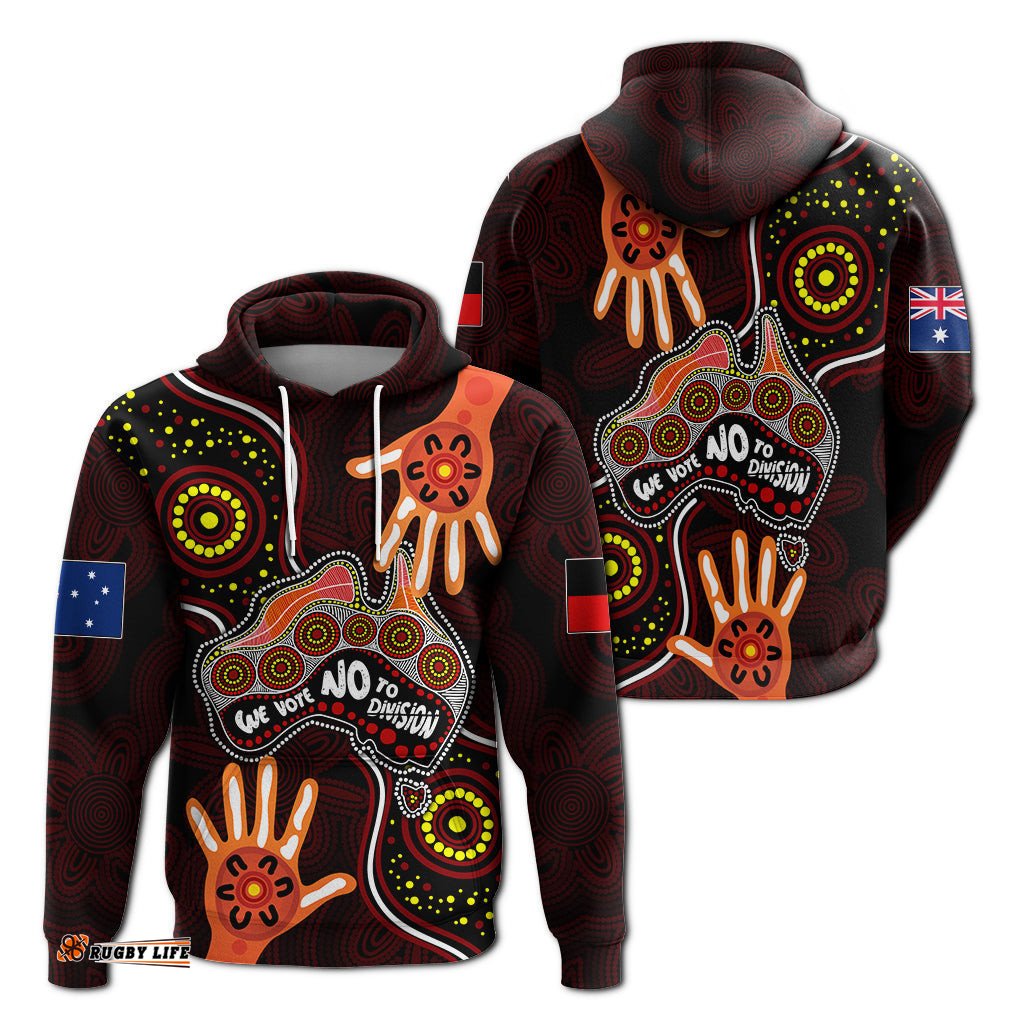 australia indigenous hoodie we vote no to division aboriginal map