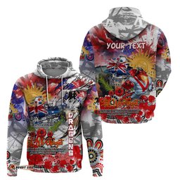 personalised australia rugby dragons anzac hoodie st george illawarra scratch style dt02