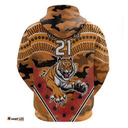 custom wests tigers rugby anzac hoodie aboriginal and army patterns