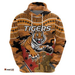 custom wests tigers rugby anzac hoodie aboriginal and army patterns