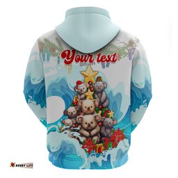 personalised australia koala christmas hoodie merry and bright breaking wave
