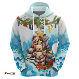 personalised australia koala christmas hoodie merry and bright breaking wave