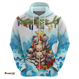 personalised australia koala christmas hoodie merry and bright breaking wave