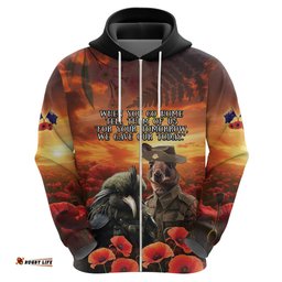kangaroo and kiwi soldier anzac hoodie the last war memorial
