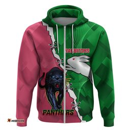 personalised panthers and rabbitohs rugby hoodie 2024 souths the riff together