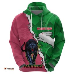 personalised panthers and rabbitohs rugby hoodie 2024 souths the riff together