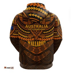wallabies rugby hoodie polynesian and aboriginal special orange version