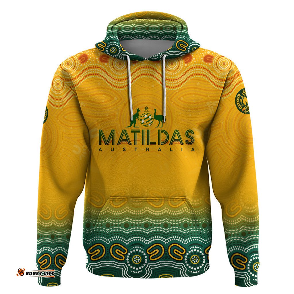 personalised australia matildas hoodie tillies aboriginal simple yellow dt02