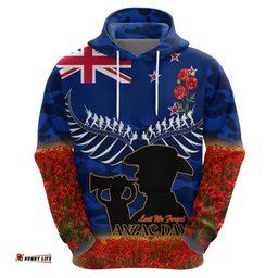 new zealand anzac day hoodie 25 april last post camouflage with poppies