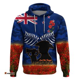 new zealand anzac day hoodie 25 april last post camouflage with poppies