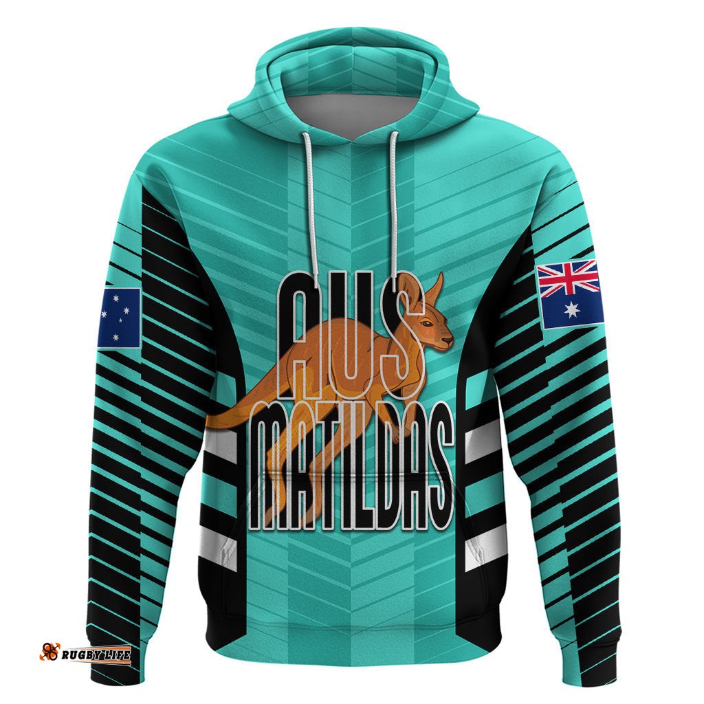 custom australia soccer hoodie go matildas dynamic turquoise