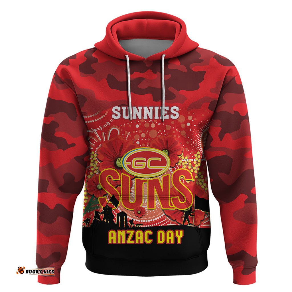 custom suns football anzac hoodie gallipoli camouflage with poppies