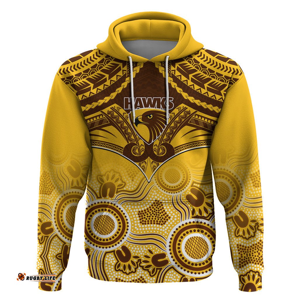hawthorn football hoodie hawks aboriginal mix polynesian pattern