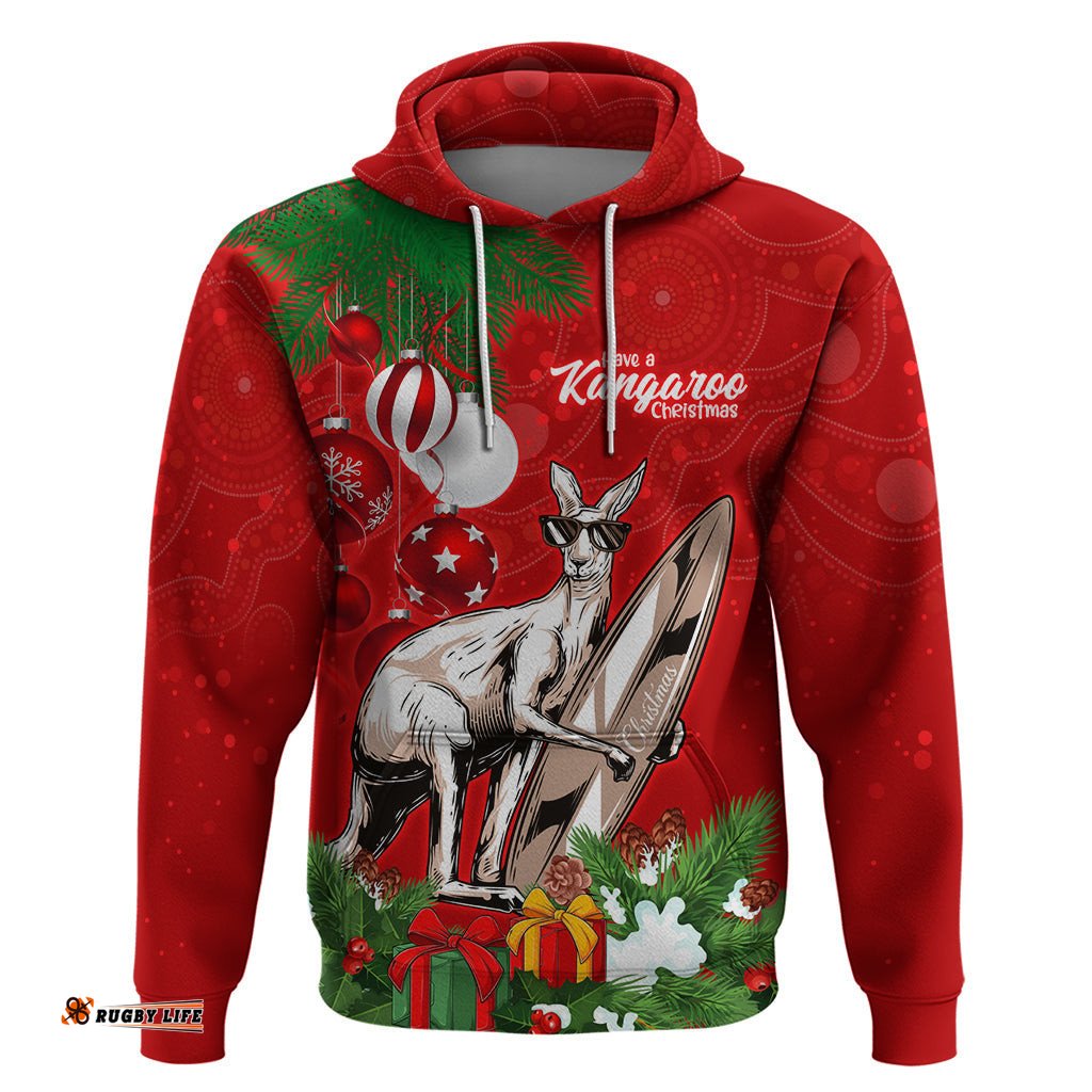 personalised kangaroo lover hoodie australia merry christmas aboriginal