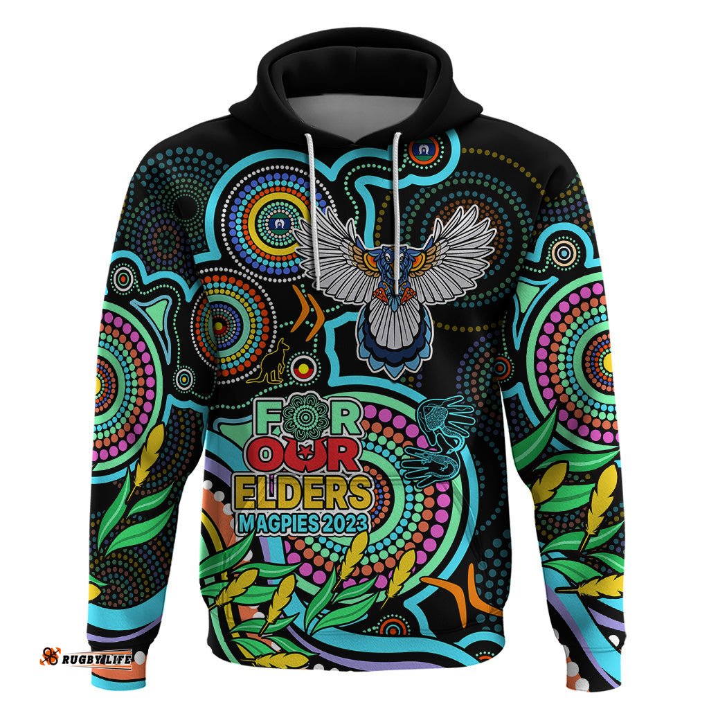 custom magpies football aboriginal art hoodie naidoc indigenous tribal