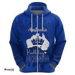 australia king birthday hoodie australian map with crown blue version