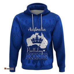 australia king birthday hoodie australian map with crown blue version
