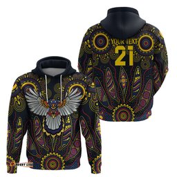 custom adelaide football hoodie with crow aboriginal art style