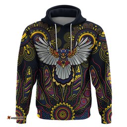 custom adelaide football hoodie with crow aboriginal art style